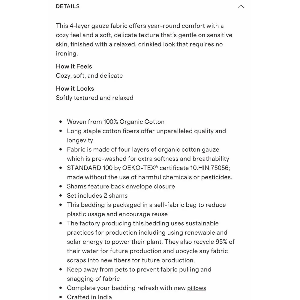 Quince BUNDLE- King Cal King Mist Linen Duvet Cover Set + Fig Gauze Shams $263